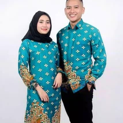 TERMURAH- Baju atasan Batik Pria wanita Tosca Pekalongan Halus kemeja seragam - Hijau Tosca