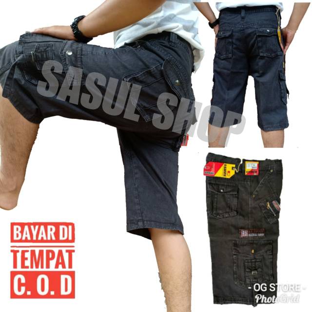  Celana  Pendek Cargo  Kempol Gunung Bahan Jeans Outdoor 