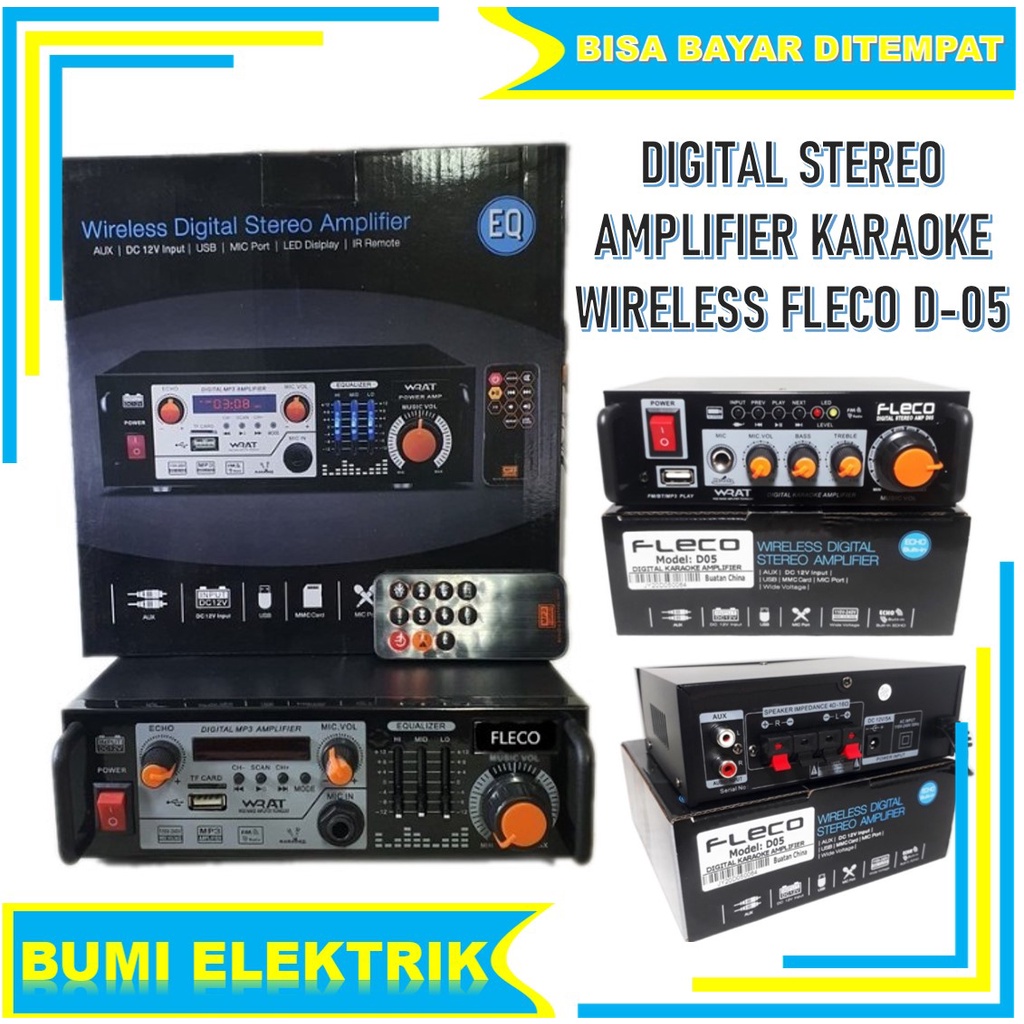 POWER AMPLIFIER KARAOKE WIRELESS FLECO D-22 AMPLIFIER BLUETOOTH DIGITAL STEREO AMPLIFIER D-05 AMPLI FLECO