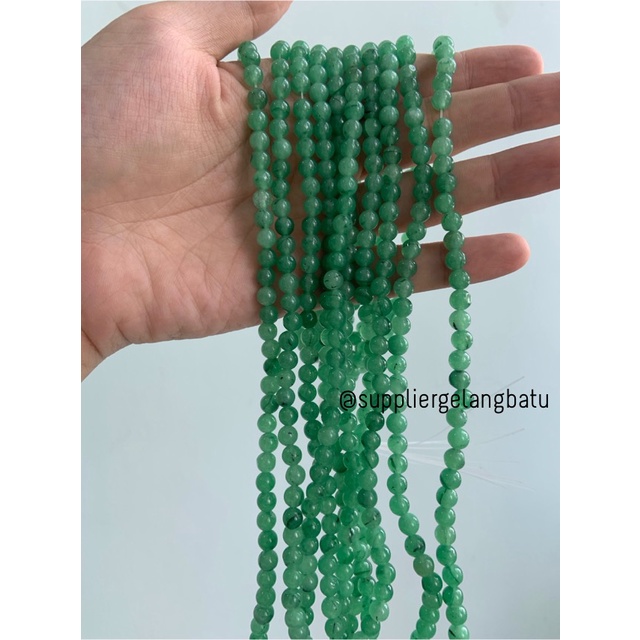 Bahan batu giok aventurine hijau 6mm akik bahan rangkai gelang kalung