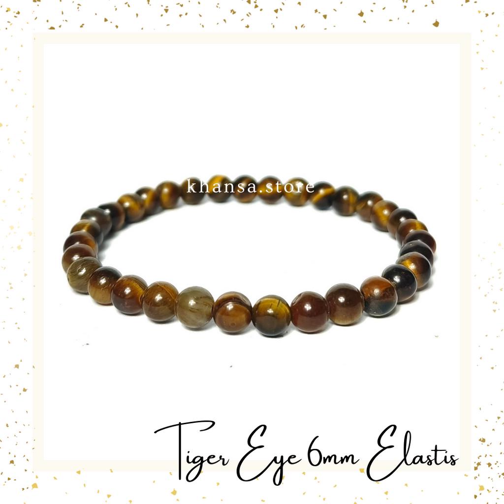 GELANG TANGAN BATU NATURAL TIGER EYE MODEL TALI ELASTIS ACCESSORIES PERHIASAN