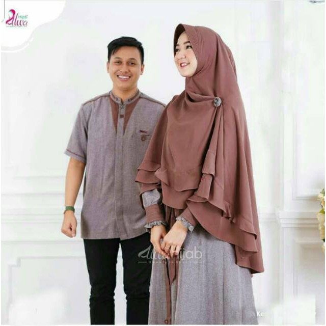 COUPLE MIRABLE Bahan Katun 3G (Dapat Gamis Wanita + Hijab Dan Kemeja Pria) Gamis Muslim Couple