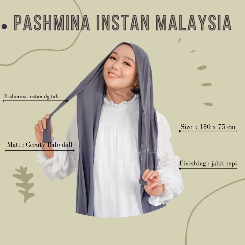 EB Pashmina Instan Malay Bahan Ceruty Babydoll Premium