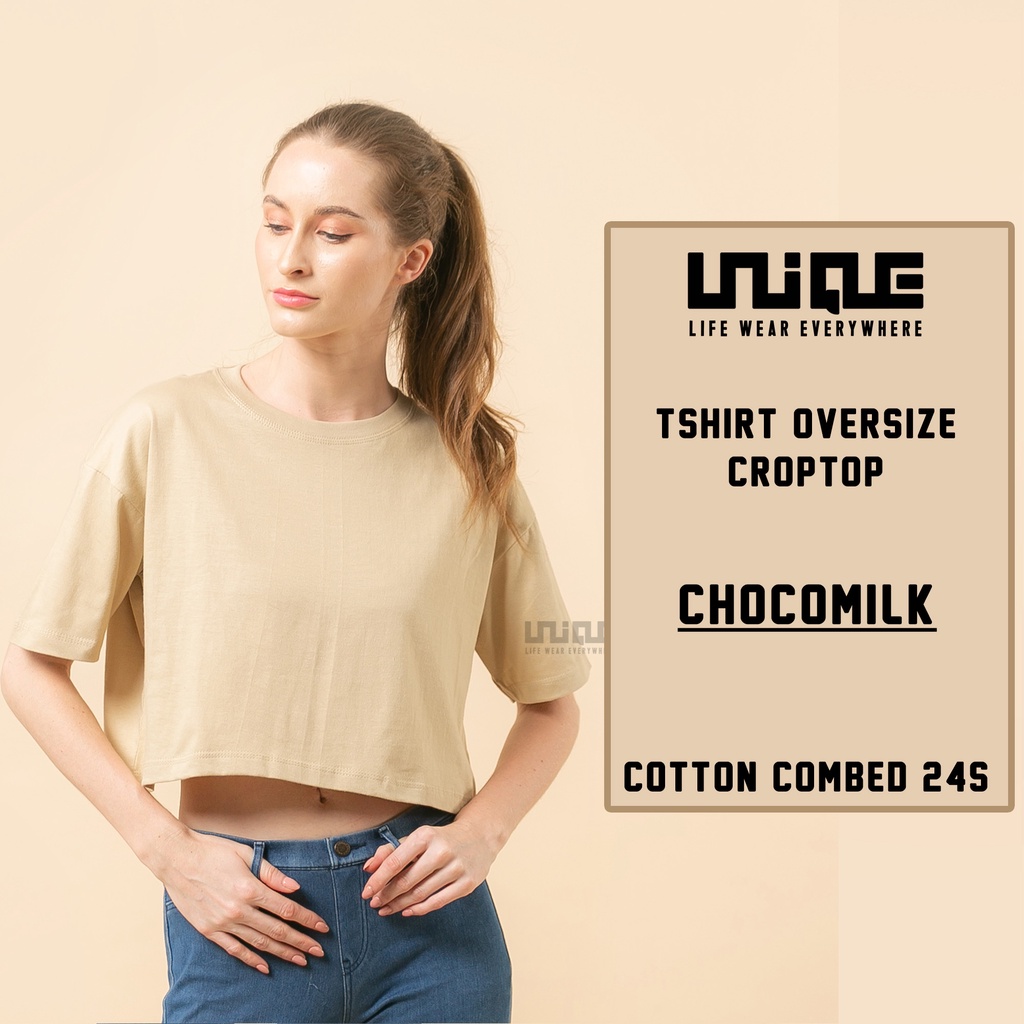 UNIQUE - (CropTop Series) Kaos Oversize Croptop Chocomilk