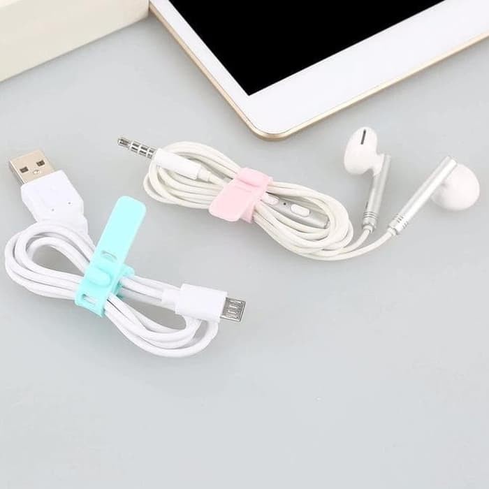 Silicon Cord Cable Holder Tali Pengikat Kabel Clip Charger Headset