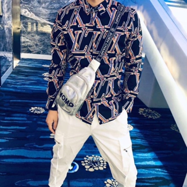 Kemeja Pria Lengan Panjang LV Big Logo Premium Import