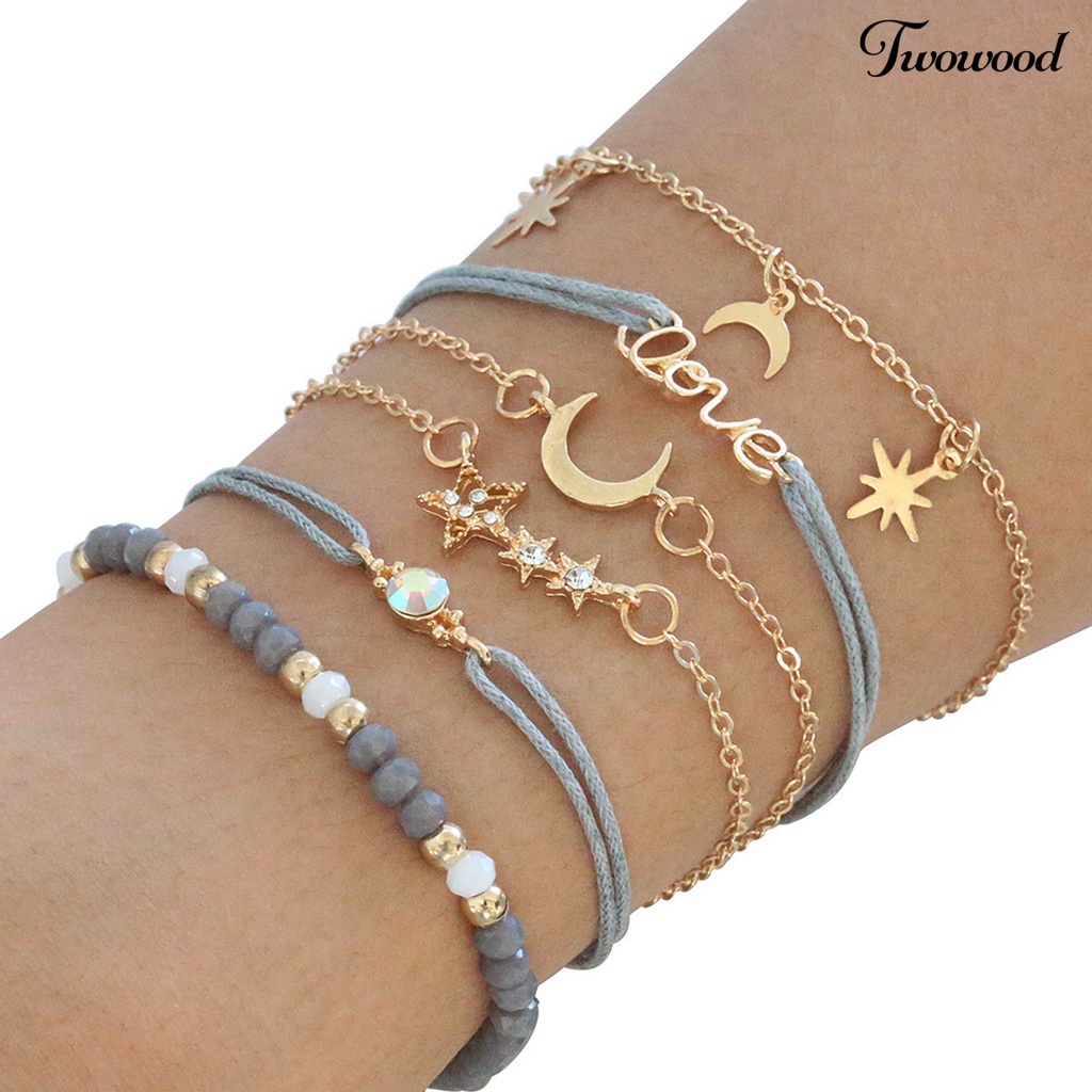1 Set Gelang Bahan Alloy Tahan Korosi Untuk Wanita