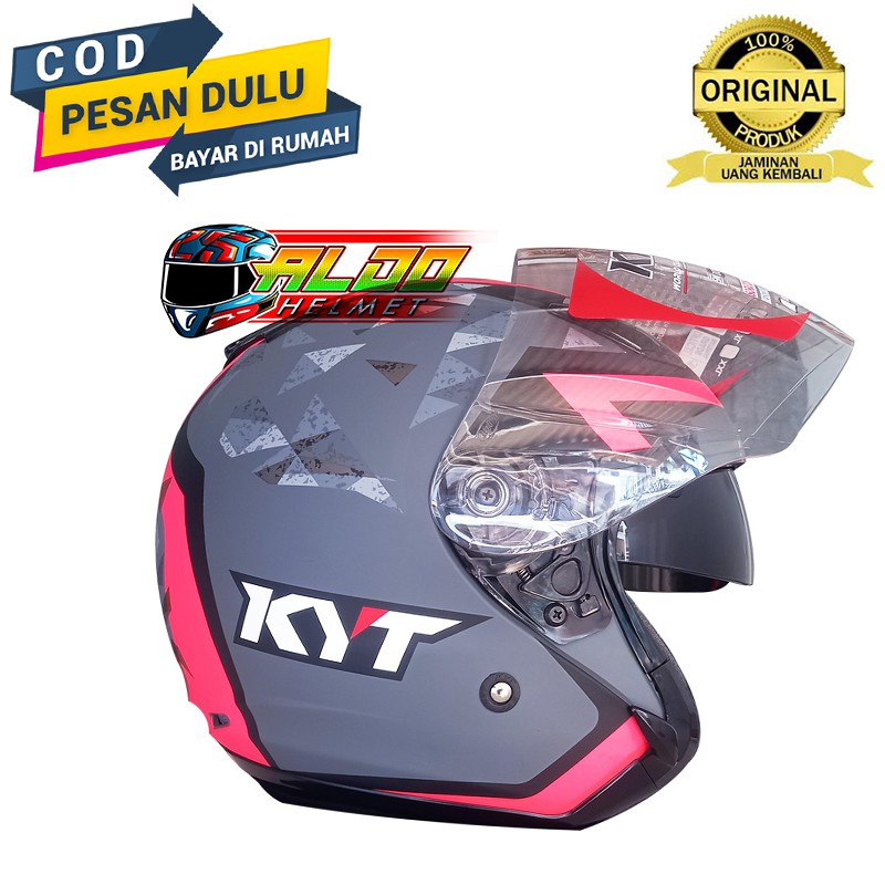 Jual KYT HELM KYT DJ MAXI MOTIF 1 MATT GORILA GREY FUXIA FLUO ORIGINAL