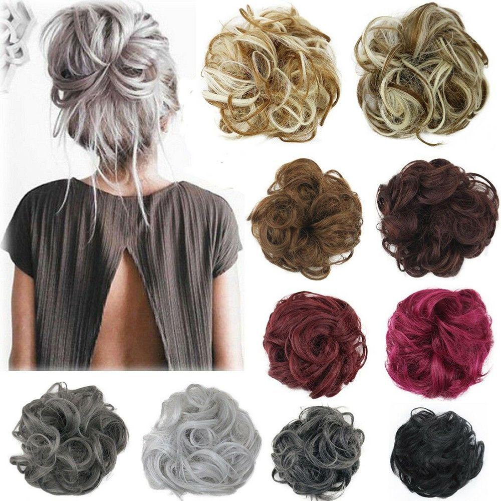 Augustina Hair Bun Rambut Sintetis Fashion Pernikahan Messy Wave Curly Hair Extension Ponytail Updo Cover