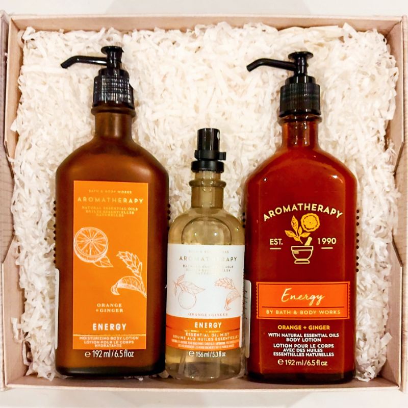 BBW AROMATHERAPHY ENERGY ORANGE + GINGER GIFT SET PAKET BATH &amp; BODY WORKS