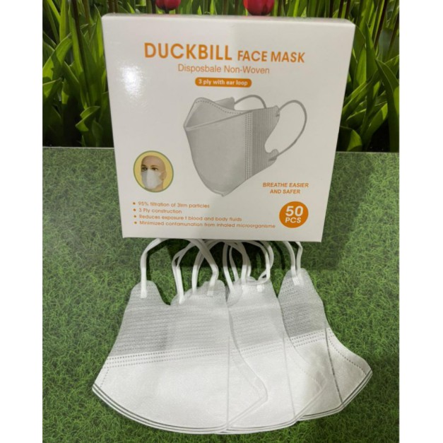 TERMURAH Masker Duckbill 3ply Dewasa Hitam Dan Putih Face Mask CTC Earloop - MASKER DUCKBILL NEW