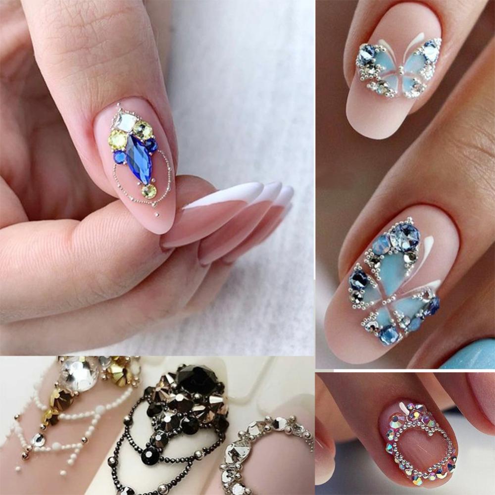 Timekey 6 Sekat / Kotak Bola Mutiara Putih Campur Untuk Dekorasi Nail Art DIY it A9K4