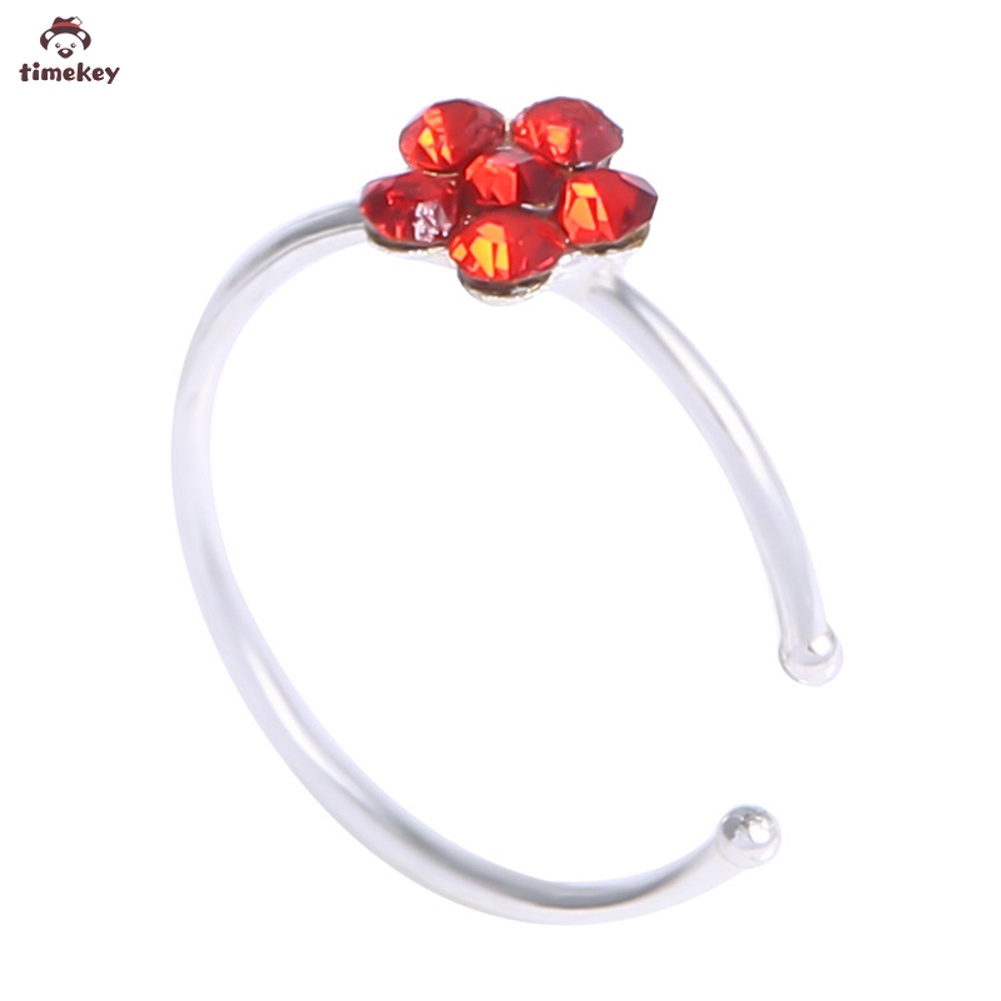 【TK】 Fashion Plum Blossom Rhinestones C-shaped Nose Rings Body Piercing Accessories