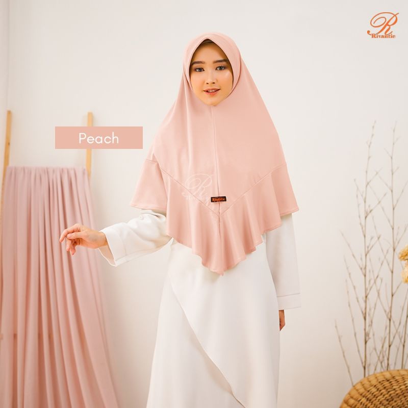 PROMO Kerudung Rivantie claudia M / kerudung instan / Jersey creb-PEACH MUDA