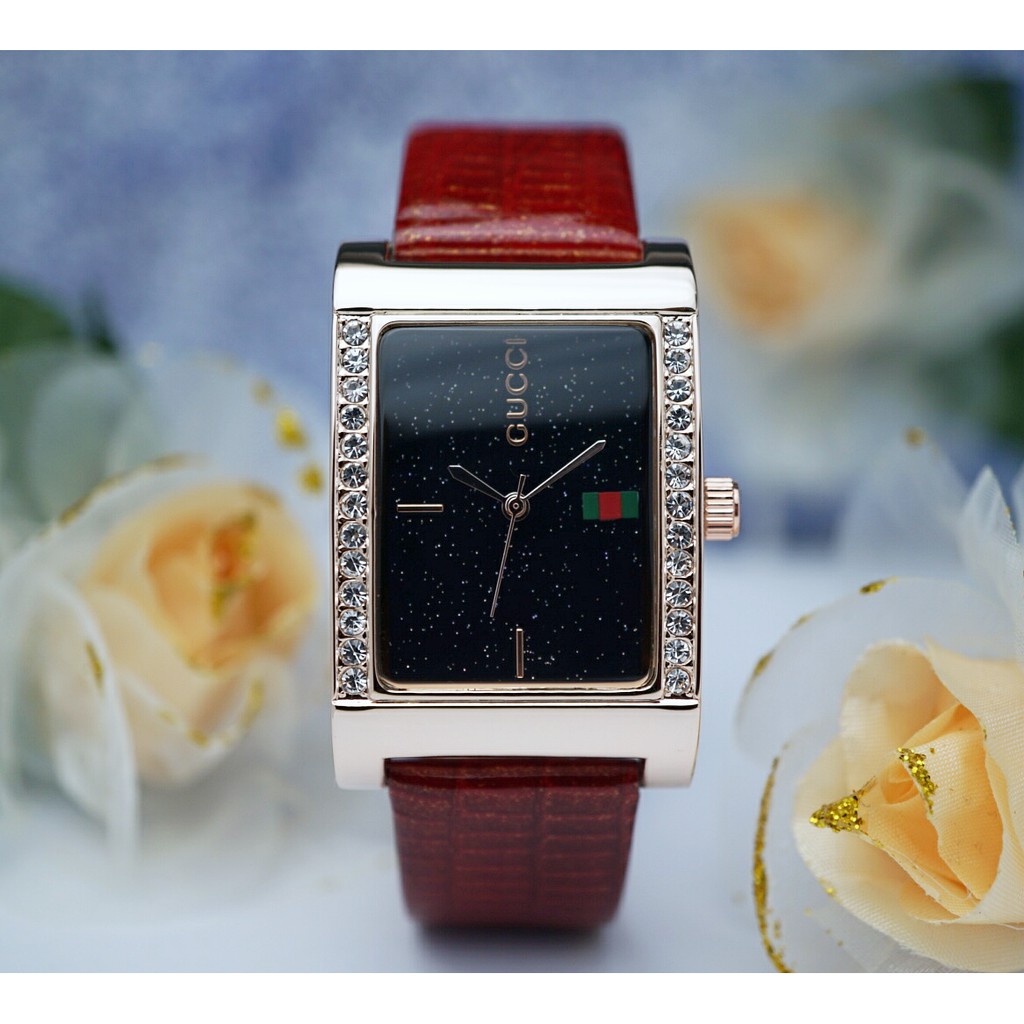 Jam Tangan Wanita Gucci Rosegold Tali Kulit