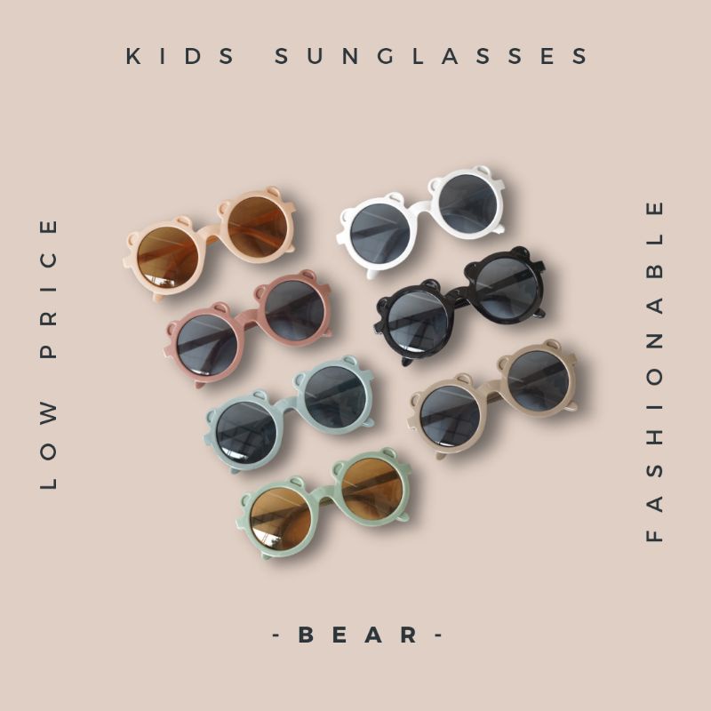 BEAR & ROUND KIDS SUNGLASSES ANTI UV 1-6 TAHUN | Kacamata Anak Perempuan Kacamata Anak Laki Laki Kacamata bulat anak Kacamata anak bear Kacamata anak retro-2