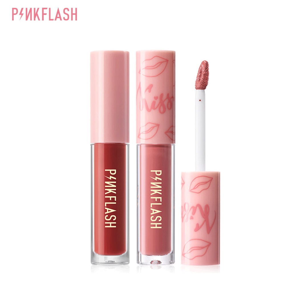 PINKFLASH OhMyKiss 2 Pieces Liquid Lipstick Long Lasting Lipstik Cair Lembut Matte digigit bibir terlihat VE Pelembab Tahan Lama Original Sachi Beaute