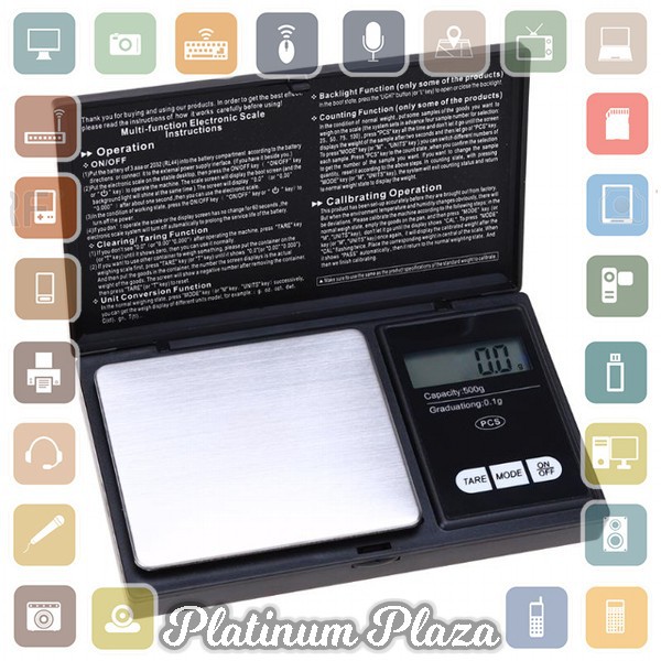 Vastar Pocket Scale Timbangan Mini Perhiasan Emas 500g 0.01g VSW00`M1LA4Y- Black