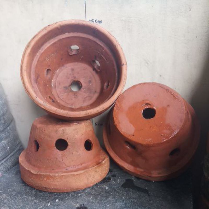 3pcs Pot anggrek tanah liat 15 cm