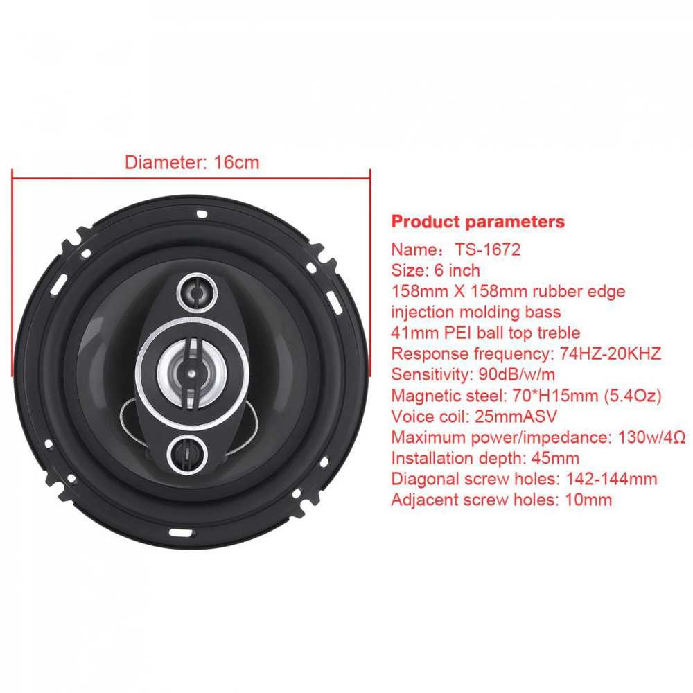 PCINENER Speaker Subwoofer Mobil 6 Inch Hi Fi 500W 2PCS - TS-1672