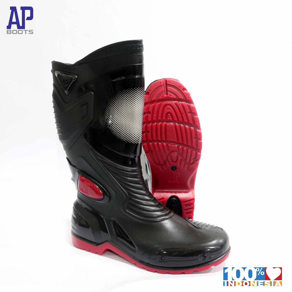 AP MOTO 3 HITAM/MERAH 39-45 - SEPATU BOOT SEPATU BIKERS - AP BOOTS