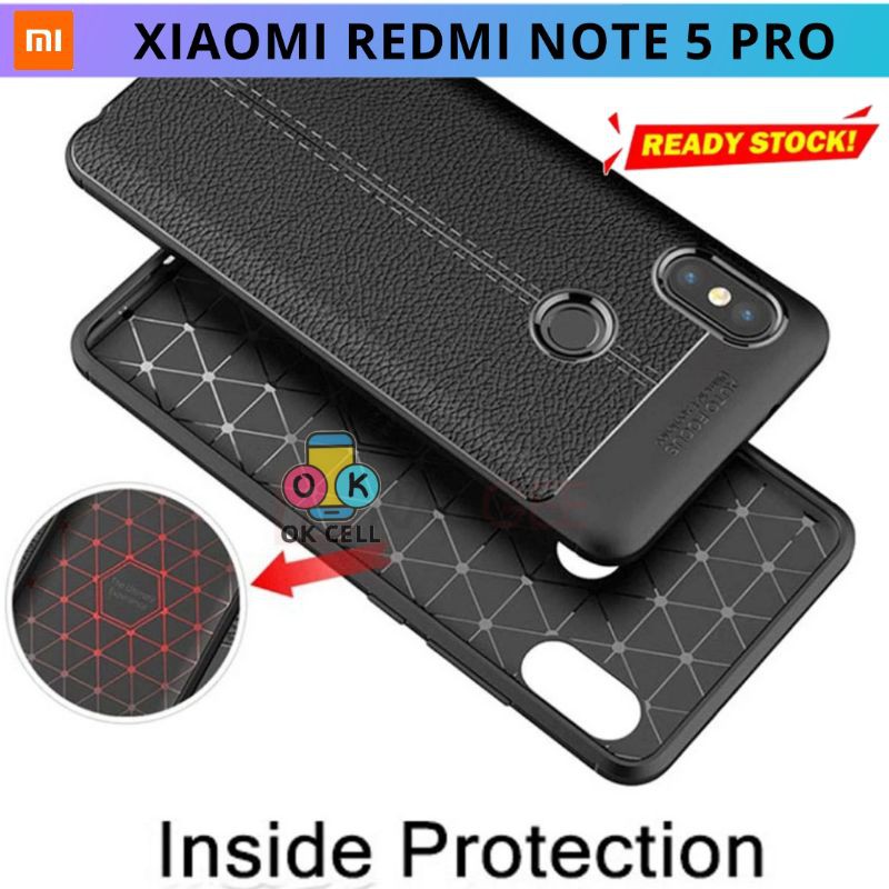 Softcase Xiaomi Redmi Note 5 Pro Slim Leather - Autofocus Redmi Note 5pro Kesing Cover TPU Silikon