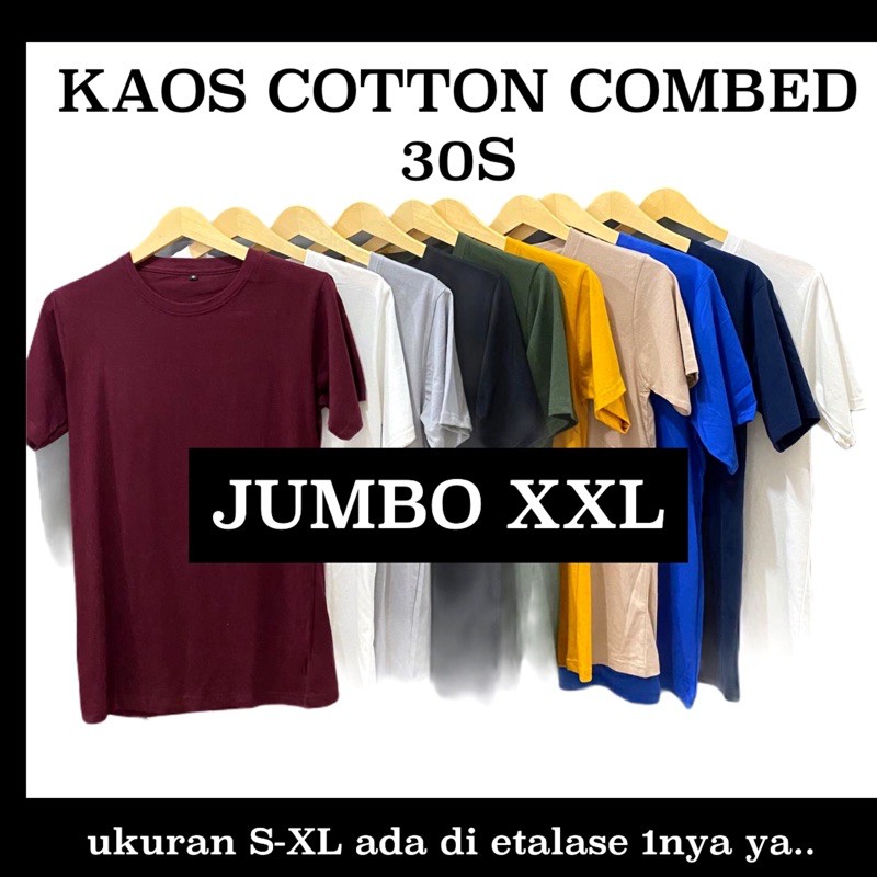 KAOS POLOS COTTON COMBED JUMBO XXL LD110 KATUN POLOS ABG COUPLE BASIC TEE MURAH DISTRO RIB O NECK