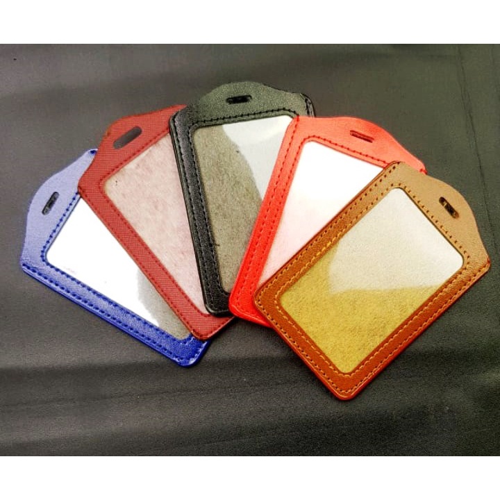 

Holder tempat id card kulit jepitan murah warna hitam coklat biru