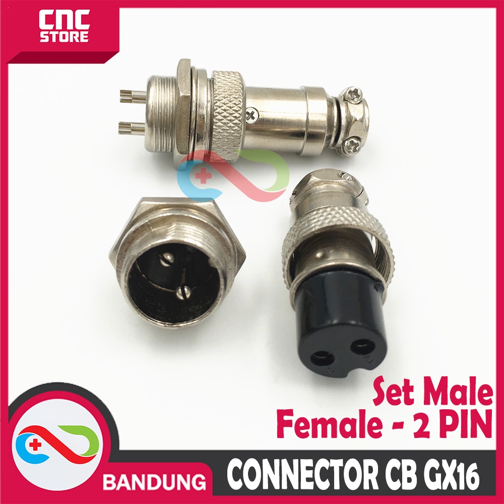 AVIATION PLUG CONNECTOR CB GX16 16MM SET MALE FEMALE - 2 PIN