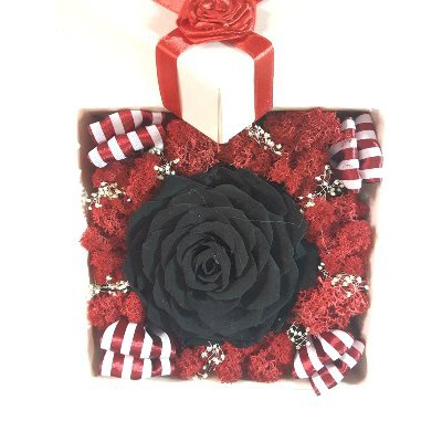 Unik Bloom Box Big Black Rose Beauty Preserved Flower Bunga Mawar Hitam Asli No Artificial Murah