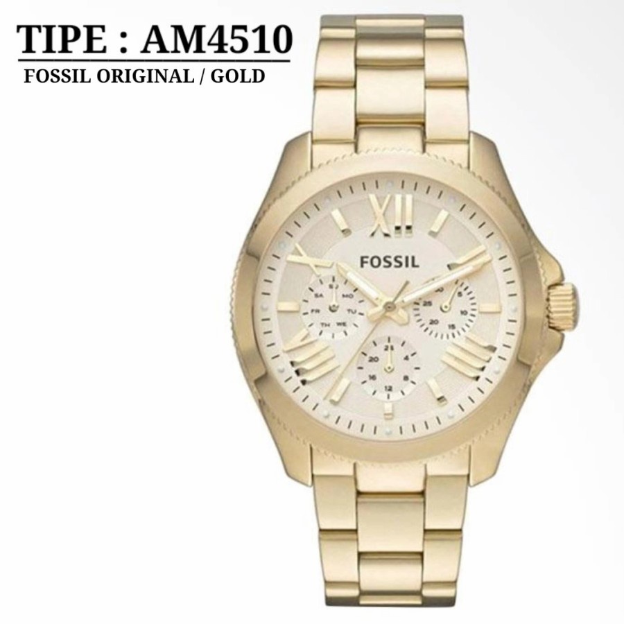 Sale Jam Tangan Wanita Fossil AM4510 - AM4510 Baterai Stainless Gold Jam Tangan Wanita Hadiah Best E