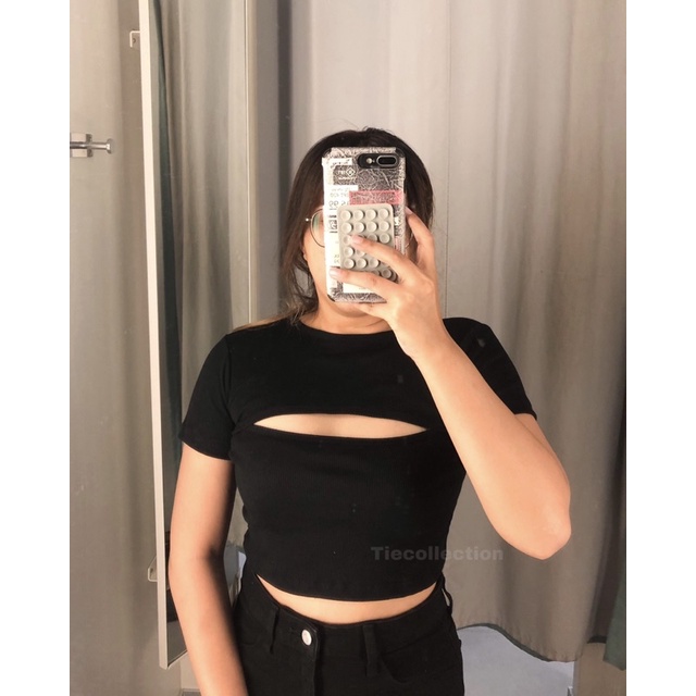 yoona rib crop top / Cut Out Top