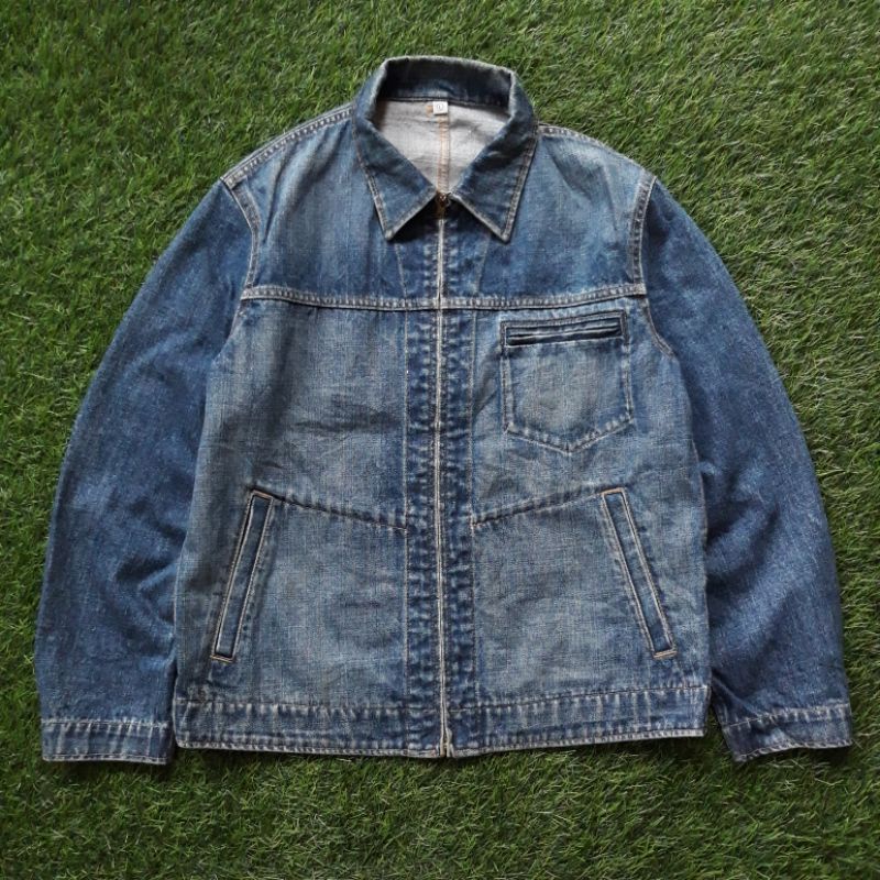 jaket jeans uniqlo & flannel outdoor