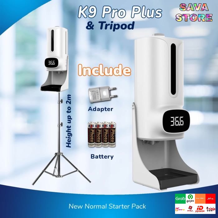 Automatic Hand Sanitizer Dispenser Spray + Tripod Stand + K9 Pro Thermometer Infrared 2 in 1 TYGRIS