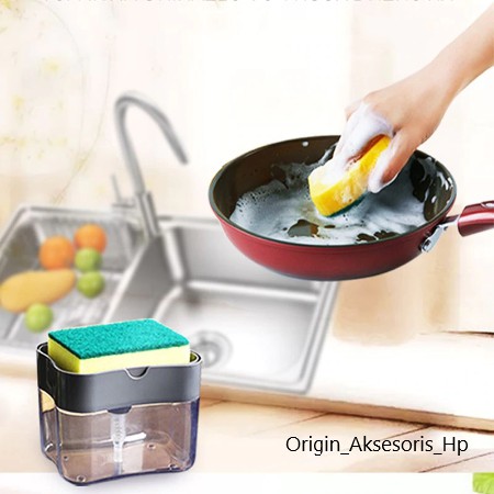 Paling Murah Kotak Sabun Cuci Piring Warna Silver / Soap Pump Dispenser With Sponge mBQOM1UBz8LJL