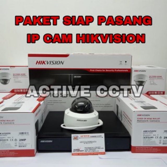 PROMO PAKET KAMERA CCTV IP CAM HIKVISION 1 2mp ipcam ipc 4 ch channel komplit 4ch 4channel 1080p