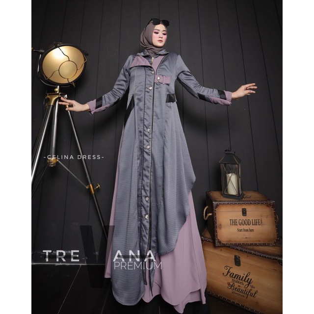 Celina Dress ORI by Trevana / Gamis Set Syar'i / Gamis Pesta / Dress Muslimah / Baju Syar'i Terbaru / Gamis Pesta Mewah / Fashion Muslimah Branded-F