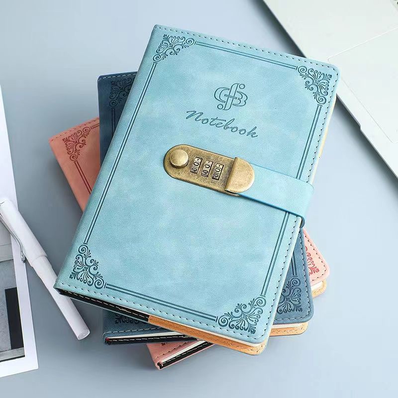 

✚Retro password notepad dengan kunci diary bernilai tinggi net merah menebal kreatif gesper notebook siswa sekolah menengah
