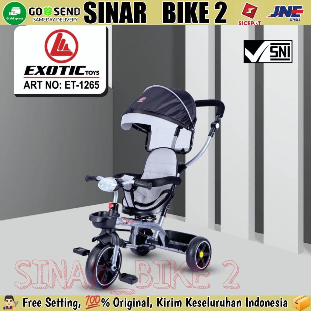 Sepeda Roda Tiga  Exotic ET-1265 Tricycle Stroller Anak Kursi Putar