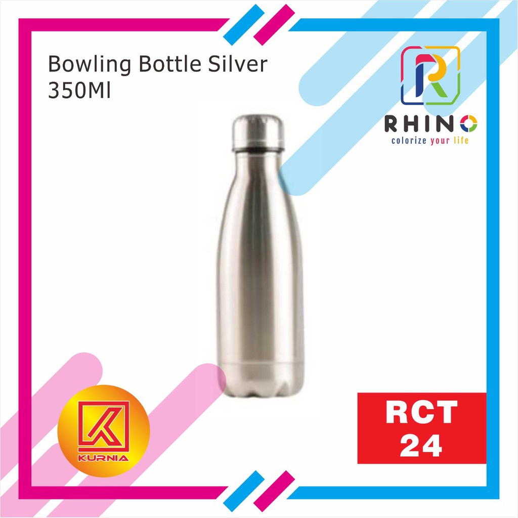 Rhino Botol Polos Sublimasi 350 ML Bowling Bottle Silver (RCT - 24)