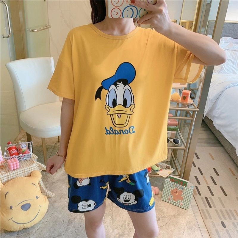 Setelan Baju Celana Tidur Piyama Donald Duck Donal Bebek Pendek