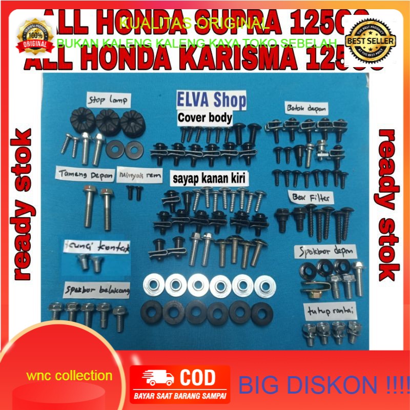 baut karet ring bosh skrup lengkap full set body honda karisma 125 surpa 125