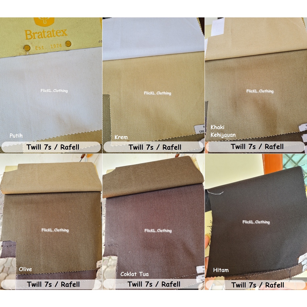 Bahan Kain Twill 7s Rapel Rafel Kain Raffel Rafell Cotton Katun jaket tas celana