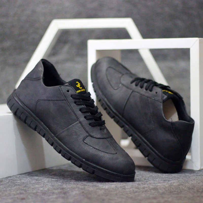 WOLF x CARTER BLACK Sepatu Kasual Sneakers Kulit Asli Model Brogue ch1 Sol Microtech Rubber