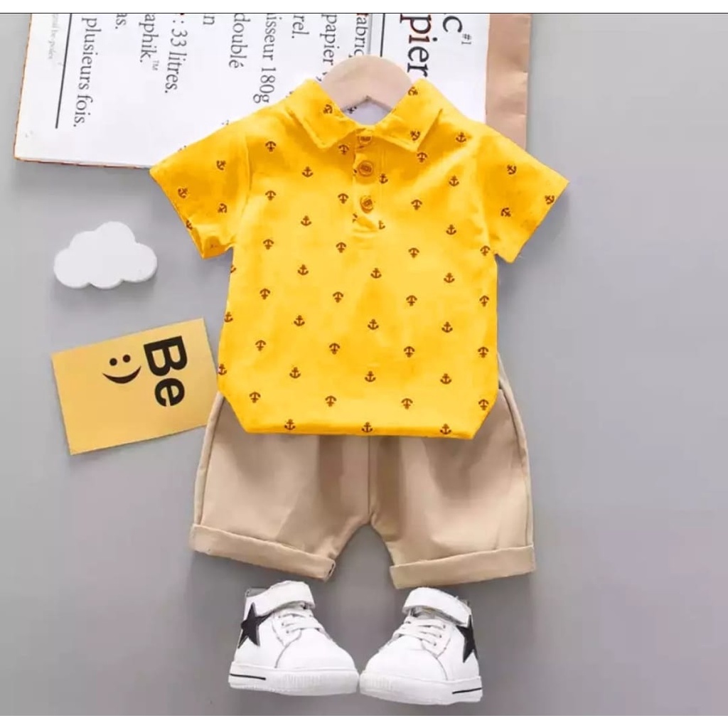 setelan baju kemeja bayi anak motif jangkar size 1-5 tahun bahan katun premium terlaris terbaru/ setelan baju kemeja bayi anak laki laki/ setelan baju kemeja bayi anak cowo/ setelan baju kemeja bayi anak perempuan/ setelan baju kemeja bayi anak cewe