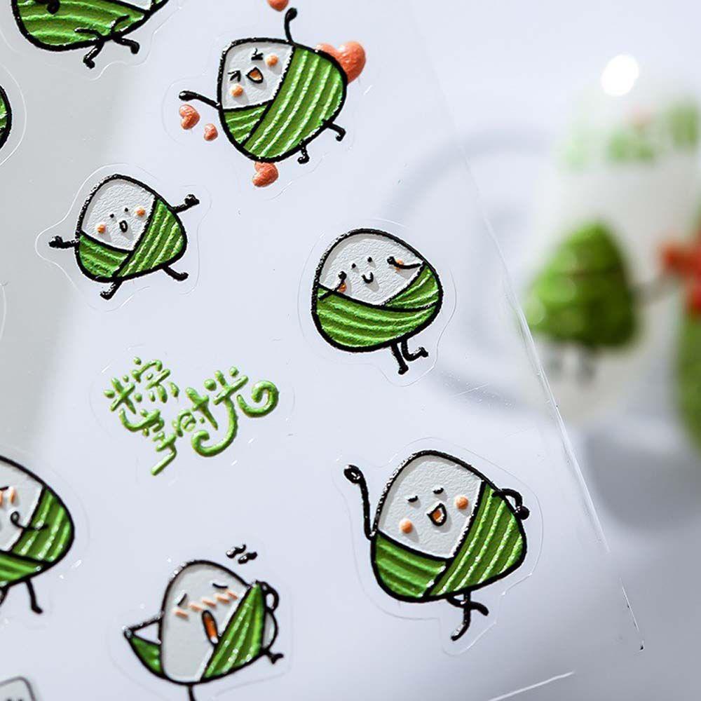 AUGUSTINA Agustina Zongzi Stiker Kuku Lucu Daun Hijau Perekat Diri Stiker Tipis Tangguh Zongzi DIY Manicure Aksesoris Nail Foil Decals