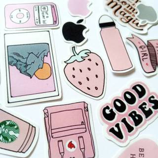 tumblr sticker aesthetic pink theme shopee indonesia