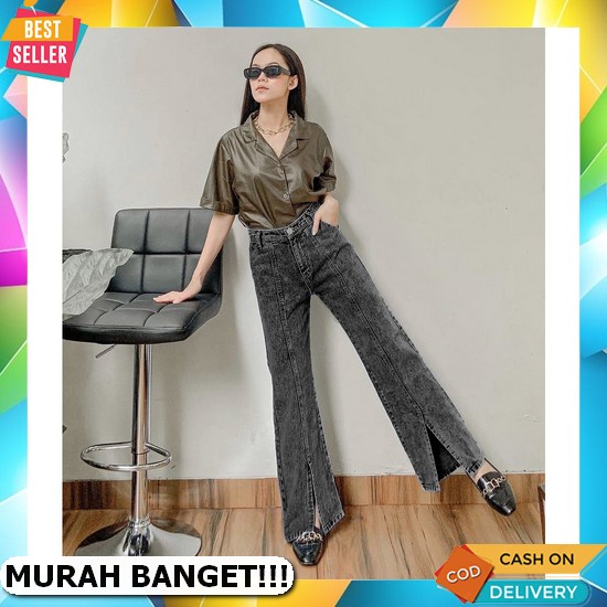 Dark Navy Valenta Umbrella Kulot Jeans Panjang Baggy Pants Hitam Snow Black Jumbo Lp 70-112 M-Xxxl H