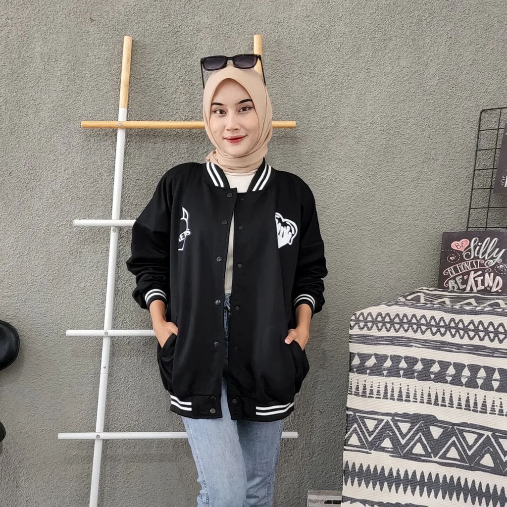 MARKET BASEBALL 2XL 3XL Varcity Jacket Baseball Oversize-Jacket Wanita Terbaru Fashion Terkini Korean Style