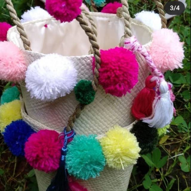 Pompom bag / tas pompom / bohemian bag